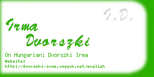 irma dvorszki business card
